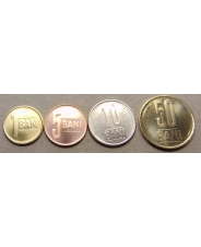 Румыния 4 монеты 1, 5, 10, 50 бани. 2018 Новый герб UNC. арт. 5135