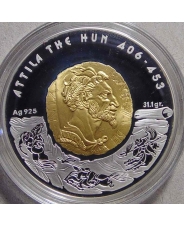 Казахстан 100 тенге 2009 Атилла. Великие полководцы пруф Ag