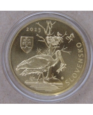 Словакия 5 евро 2023 Фауна и флора Словакии. Черный аист BUNC. арт. 4167