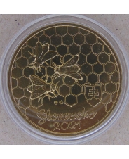 Словакия 5 евро 2021 Пчела UNC арт. 1594