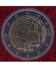 Ватикан 2 евро 2021 700 лет смерти Данте Алигьери UNC арт. 2032