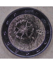 Эстония 2 евро 2024 Василёк UNC. арт.  4720
