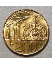 Сан-Марино 200 лир 1992 500 лет открытия Америки. Навигация по звёздам UNC. арт. 5033