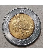 Сан-Марино 500 лир 1994 Каменотёс Святой Марин на горе Монте-Титано UNC. арт. 5038