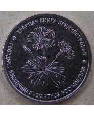 Приднестровье 1 рубль 2025 Гвоздика изменчивая UNC. арт. 5546