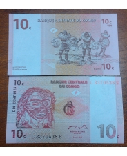 Конго 10 сантимов 1997 года UNC 