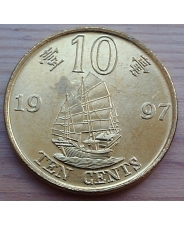 Гонконг 10 центов 1997 Возврат Гонконга под юрисдикцию Китая UNC