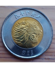 Эфиопия 1 бирр 2010 UNC лев