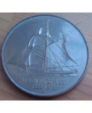 Норвегия. 5 крон. 1975. 150 лет иммиграции в Америку. UNC