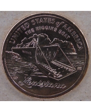США 1 доллар 2023 Американские инновации. 19.  Лодка Хиггинса. Луизиана. D. UNC. арт. 3846