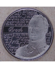 Канада 25 центов 2012 Сэр Айзек Брок. 200 лет войне 1812 UNC арт.1781-00005