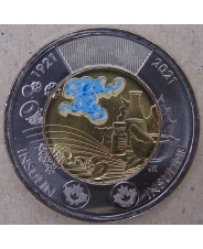 Канада 2 доллара 2021 Открытие Инсулина. Цветная / Простая  UNC арт.1714-00005