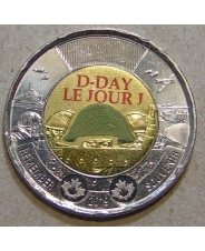 Канада 2 доллара 2019 75 лет Высадки в Нормандии, Нептун, 1944 D-DAY цветная UNC арт. 1369