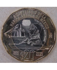 Мексика 20 песо 2021 (2022) 200 лет Военно-морским силам Мексики UNC  арт. 3583